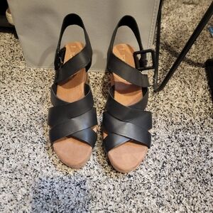 Toms Black Strappy Sandals